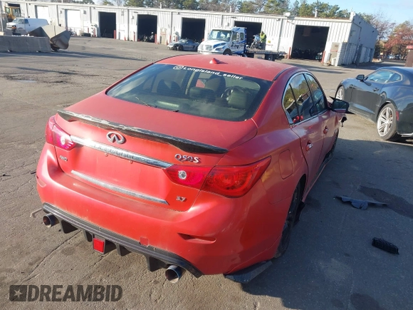 2015 Infiniti Q50 Premium with VIN JN1BV7AR1FM410942, listed as a IAAI auction lot 41252017 with 68,055 mi miles and . Bid and sale history available at DreamBid. Image 4.