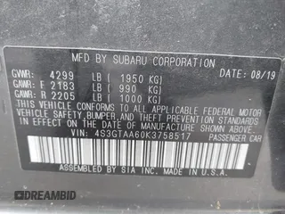 2019 Subaru Impreza with VIN 4S3GTAA60K3758517, listed as a IAAI auction lot 41930668 with 39,999 mi miles. Bid and sale history available at carsss.com. Image 9.