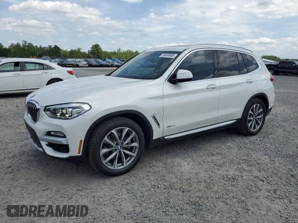 2018 BMW X3 xDrive30i with VIN 5UXTR9C57JLD57904, listed as a Copart auction lot 53699985 with 75,798 mi miles and Salvage Title. Bid and sale history available at DreamBid. Image 1.