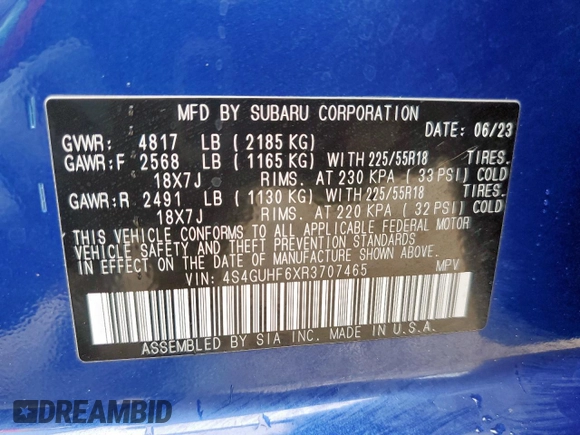 2024 Subaru Crosstrek Special Sports with VIN 4S4GUHF6XR3707465, listed as a Copart auction lot 60985825 with 19,625 mi miles and Salvage title. Bid and sale history available at DreamBid. Image 13.
