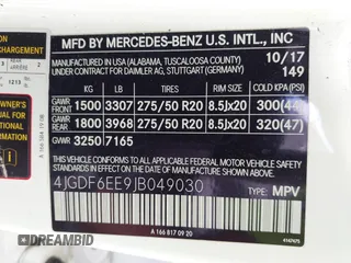2018 Mercedes-Benz GLS 450 with VIN 4JGDF6EE9JB049030, listed as a IAAI auction lot 41804243 with 60,985 mi miles and . Bid and sale history available at DreamBid. Image 9.