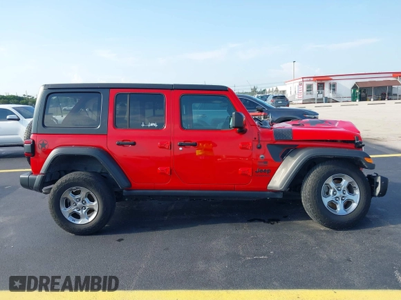 2021 Jeep Wrangler Unlimited Sport S z VIN 1C4HJXDN6MW685705, wystawiony jako IAAI lot #42344146 z przebiegiem 53 859 mil mil oraz . Historia ofert i sprzedaży dostępna na DreamBid. Obrazek 14.