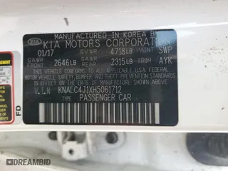 2017 Kia Cadenza Technology with VIN KNALC4J1XH5061712, listed as a Copart auction lot 47385314 with 0 mi miles and Salvage Title. Bid and sale history available at carsss.com. Image 12.