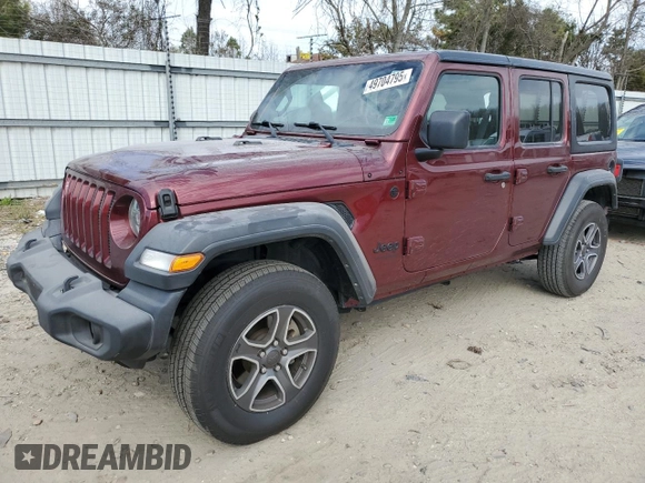 2022 Jeep Wrangler Unlimited Sport S with VIN 1C4HJXDG5NW120932, listed as a Copart auction lot 49704795 with 60,514 mi miles and Salvage Title. Bid and sale history available at DreamBid. Image 1.