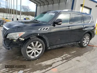 2012 Infiniti QX56 7-passenger with VIN JN8AZ2NF3C9519535, listed as a Copart auction lot 50044195 with 192,712 mi miles and Salvage Title. Bid and sale history available at carsss.com. Image 1.