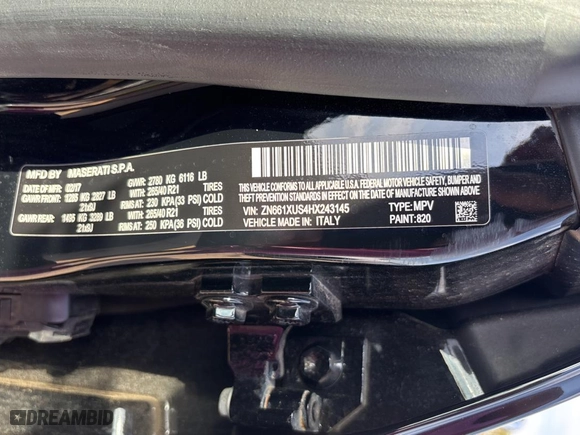 2017 Maserati Levante with VIN ZN661XUS4HX243145, listed as a Copart auction lot 53916465 with 93,757 mi miles and Clean Title. Bid and sale history available at carsss.com. Image 10.