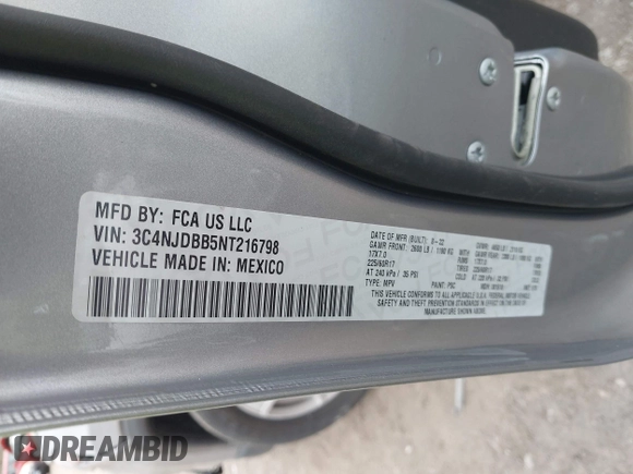 2022 Jeep Compass Latitude с VIN 3C4NJDBB5NT216798, выставлен на аукционе IAAI как лот 42042804 с пробегом 42 781 миль миль и . История ставок и продаж доступна на DreamBid. Изображение 9.