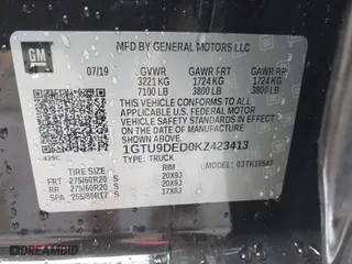 2019 GMC Sierra 1500 SLT with VIN 1GTU9DED0KZ423413, listed as a IAAI auction lot 41126279 with 98,781 mi miles. Bid and sale history available at carsss.com. Image 9.