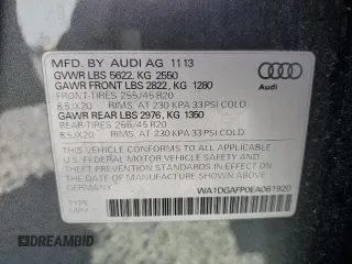 2014 Audi Q5 Premium Plus with VIN WA1DGAFP0EA061920, listed as a Copart auction lot 54386535 with 137,518 mi miles and Clean Title. Bid and sale history available at carsss.com. Image 12.