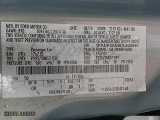 2013 Ford C-Max Hybrid SE with VIN 1FADP5AU6DL502940, listed as a IAAI auction lot 41918326 with 92,263 mi miles. Bid and sale history available at carsss.com. Image 9.