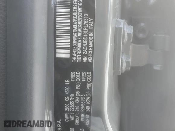 2020 Jeep Renegade Limited with VIN ZACNJBD16LPL76313, listed as a Copart auction lot 43918385 with 69,134 mi miles and Salvage title. Bid and sale history available at DreamBid. Image 15.