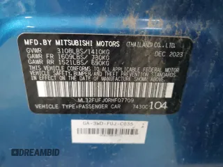 2024 Mitsubishi Mirage ES with VIN ML32FUFJ0RHF07709, listed as a Copart auction lot 66432275 with 17,950 mi miles and Clean title. Bid and sale history available at DreamBid. Image 12.