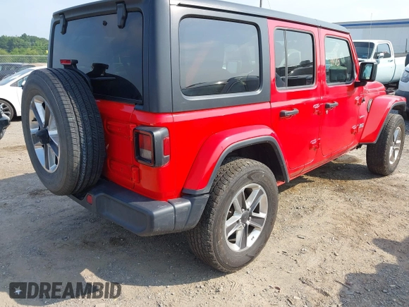 2020 Jeep Wrangler Unlimited Sahara with VIN 1C4HJXEN0LW184564, listed as a IAAI auction lot 42439173 with 79,426 mi miles and . Bid and sale history available at DreamBid. Image 4.