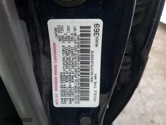 2002 Mitsubishi Montero Sport ES with VIN JA4LS21H72J033978, listed as a Copart auction lot 86960174 with 254013 miles and Salvage Title. Bid and sale history available at carsss.com. Image 13.