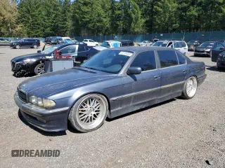 2001 BMW 7 Series 740iL with VIN WBAGH83401DP20569, listed as a Copart auction lot 52725335 with 152,575 mi miles and Salvage Title. Bid and sale history available at carsss.com. Image 1.