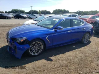 2021 Genesis G70 2.0T with VIN KMTG34LA7MU074906, listed as a Copart auction lot 71181204 with 41,757 mi miles and Salvage Title. Bid and sale history available at carsss.com. Image 1.
