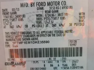 2013 Ford F-150 XL with VIN 1FTMF1EM1DKE35590, listed as a Copart auction lot 48037685 with 212,909 mi miles and Non Repairable. Bid and sale history available at carsss.com. Image 14.