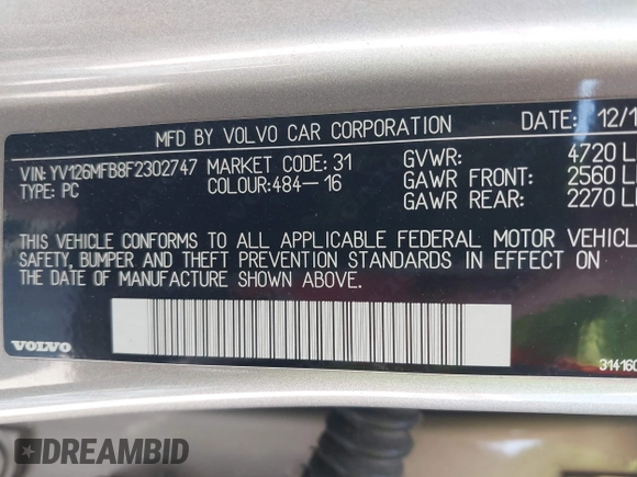 2015 Volvo S60 T5 Drive-E Premier z VIN YV126MFB8F2302747, wystawiony jako IAAI lot #42247878 z przebiegiem 95 591 mil mil oraz . Historia ofert i sprzedaży dostępna na DreamBid. Obrazek 9.