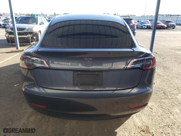 2023 Tesla Model 3 with VIN 5YJ3E1EA2PF438259, listed as a Copart auction lot 44572595 with 28,194 mi miles and Salvage Title. Bid and sale history available at carsss.com. Image 6.
