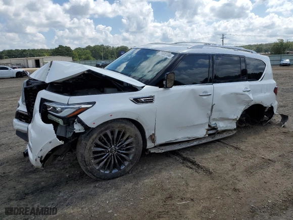 2021 Infiniti QX80 PREMIUM SELECT with VIN JN8AZ2AF1M9720499, listed as a Copart auction lot 71835104 with 55,653 mi miles and Salvage Title. Bid and sale history available at carsss.com. Image 1.