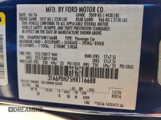 2017 Ford Fusion SE with VIN 3FA6P0H75HR116688, listed as a Copart auction lot 63027265 with 94,996 mi miles and Salvage title. Bid and sale history available at DreamBid. Image 13.