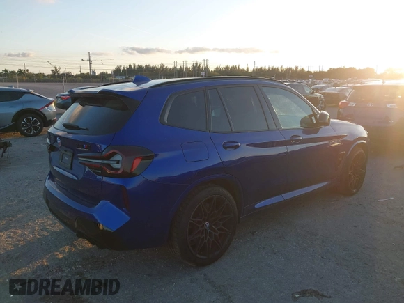2023 BMW X3 M with VIN 5YM13EC03P9P58528, listed as a IAAI auction lot 41493528 with 18,503 mi miles and . Bid and sale history available at DreamBid. Image 4.