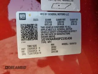 2023 Cadillac XT5 FWD Luxury z VIN 1GYKNAR45PZ191436, wystawiony jako Copart lot #45653615 z przebiegiem 15 044 mil mil oraz Szkoda całkowita • Salvage title. Historia ofert i sprzedaży dostępna na DreamBid. Obrazek 13.