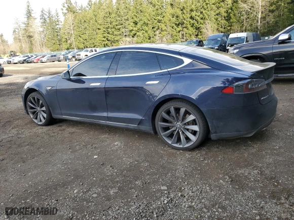 2013 Tesla Model S Performance with VIN 5YJSA1CP2DFP11694, listed as a Copart auction lot 46098335 with 75,843 mi miles and Salvage Title. Bid and sale history available at carsss.com. Image 2.