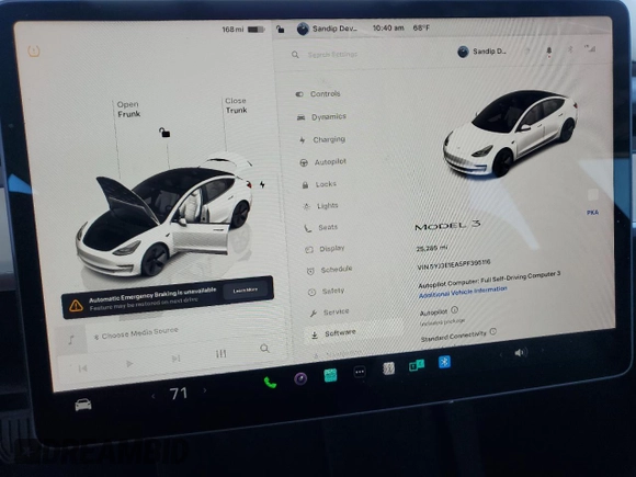 2023 Tesla Model 3 z VIN 5YJ3E1EA5PF395116, wystawiony jako Copart lot #62768205 z przebiegiem 25 285 mil mil oraz Szkoda całkowita • Salvage title. Historia ofert i sprzedaży dostępna na DreamBid. Obrazek 9.