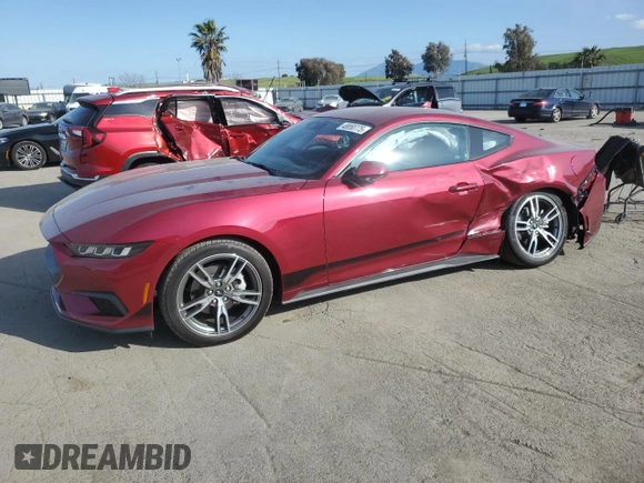 2025 Ford Mustang EcoBoost with VIN 1FA6P8TH0S5100164, listed as a Copart auction lot 48850775 with 1,697 mi miles and Salvage Title. Bid and sale history available at carsss.com. Image 1.