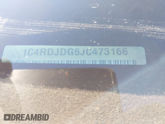 2018 Dodge Durango GT with VIN 1C4RDJDG6JC473166, listed as a IAAI auction lot 41780282 with Not Provided miles and . Bid and sale history available at DreamBid. Image 9.