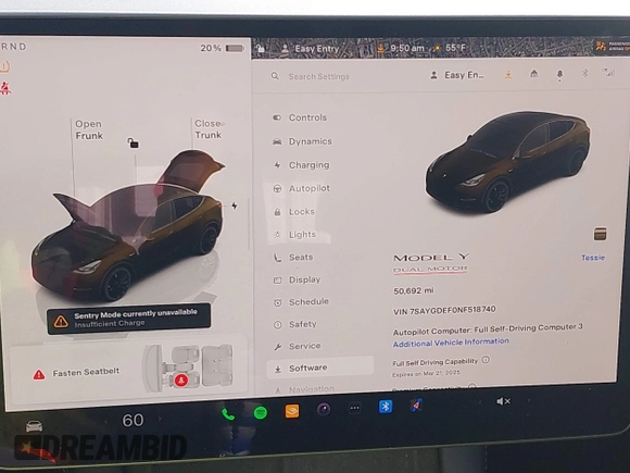 2022 Tesla Model Y Performance z VIN 7SAYGDEF0NF518740, wystawiony jako IAAI lot #41785358 z przebiegiem 50 692 mil mil oraz . Historia ofert i sprzedaży dostępna na DreamBid. Obrazek 7.