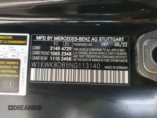 2022 Mercedes-Benz C 300 with VIN W1KWK8DB5NG113140, listed as a Copart auction lot 88902635 with Not Provided miles and Non Repairable. Bid and sale history available at DreamBid. Image 12.