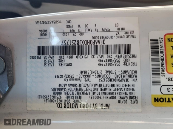 2018 Ford Fusion SE with VIN 3FA6P0HDXJR251757, listed as a Copart auction lot 79276894 with 148,967 mi miles and Salvage Title. Bid and sale history available at carsss.com. Image 14.