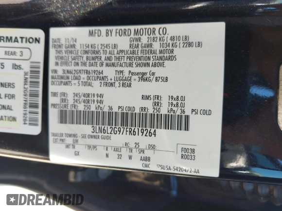 2015 Lincoln MKZ с VIN 3LN6L2G97FR619264, выставлен на аукционе IAAI как лот 42030235 с пробегом 116 727 миль миль и . История ставок и продаж доступна на DreamBid. Изображение 9.