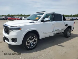 2025 Ram 1500 with VIN 1C6SRFKP5SN615510, listed as a Copart auction lot 52185475 with 593 mi miles and Salvage title. Bid and sale history available at DreamBid. Image 1.