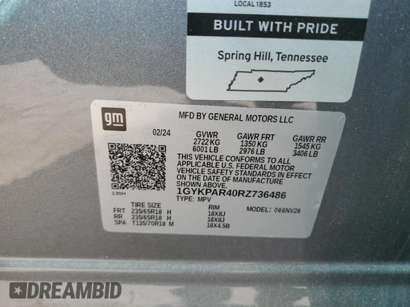 2024 Cadillac XT6 FWD Luxury with VIN 1GYKPAR40RZ736486, listed as a Copart auction lot 71755204 with 8,629 mi miles and Salvage Title. Bid and sale history available at carsss.com. Image 13.