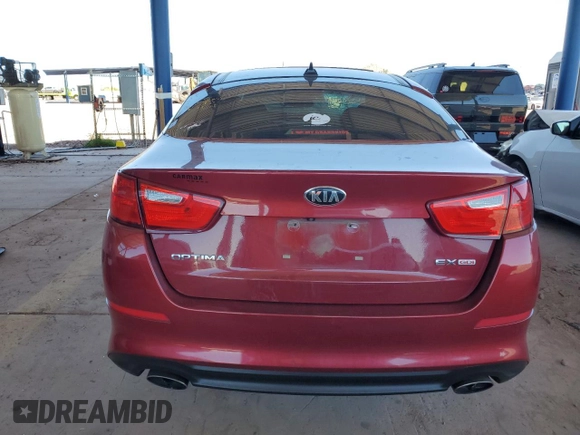 2014 Kia Optima EX with VIN 5XXGN4A78EG299360, listed as a Copart auction lot 54108015 with 94,285 mi miles and Salvage Title. Bid and sale history available at carsss.com. Image 6.