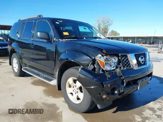 2005 Nissan Pathfinder SE with VIN 5N1AR18W55C783407, listed as a IAAI auction lot 41317481 with 106,140 mi miles and . Bid and sale history available at DreamBid. Image 1.
