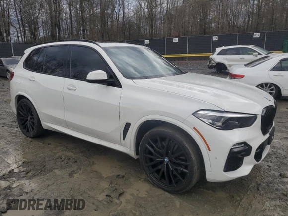 2020 BMW X5 M50i with VIN 5UXJU4C02L9C46464, listed as a Copart auction lot 43455805 with 89,337 mi miles and Salvage Title. Bid and sale history available at DreamBid. Image 4.