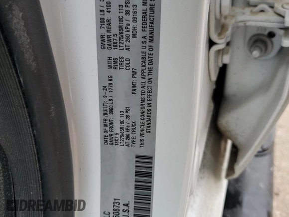 2025 Ram 1500 with VIN 1C6SRFNP3SN608731, listed as a Copart auction lot 42636735 with 7,736 mi miles and Salvage title. Bid and sale history available at DreamBid. Image 12.