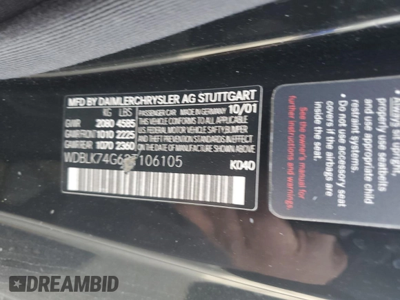 2002 Mercedes-Benz CLK 55 AMG with VIN WDBLK74G62T106105, listed as a Copart auction lot 82887684 with Not Provided miles and Salvage Title. Bid and sale history available at DreamBid. Image 12.