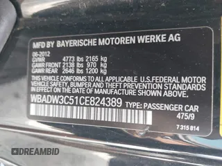 2012 BMW 3 Series 328i with VIN WBADW3C51CE824389, listed as a IAAI auction lot 42405829 with 163,000 mi miles and . Bid and sale history available at DreamBid. Image 9.