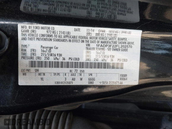 2015 Ford Focus SE with VIN 1FADP3F22FL202570, listed as a IAAI auction lot 42426863 with 131,833 mi miles and . Bid and sale history available at DreamBid. Image 9.
