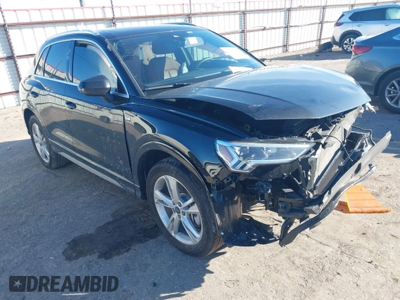 2023 Audi Q3 S line Premium Plus with VIN WA1EECF3XP1140582, listed as a IAAI auction lot 41271342 with 17,560 mi miles and . Bid and sale history available at DreamBid. Image 1.