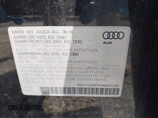2017 Audi Q5 Premium with VIN WA1C2AFP4HA007194, listed as a IAAI auction lot 42415717 with 72,900 mi miles and . Bid and sale history available at DreamBid. Image 9.
