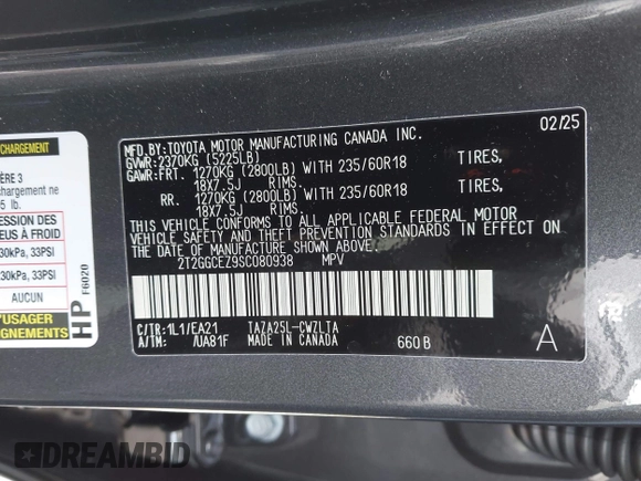 2025 Lexus NX 350 Premium с VIN 2T2GGCEZ9SC080938, выставлен на аукционе IAAI как лот 42255649 с пробегом 3 064 миль миль и . История ставок и продаж доступна на DreamBid. Изображение 9.