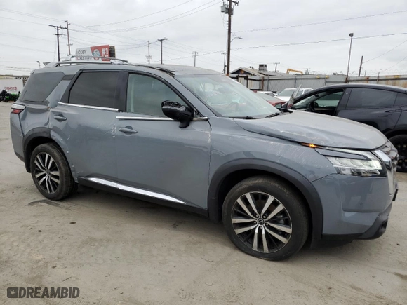 2023 Nissan Pathfinder Platinum with VIN 5N1DR3DG7PC200653, listed as a Copart auction lot 53497265 with 17,007 mi miles and Salvage Title. Bid and sale history available at carsss.com. Image 4.