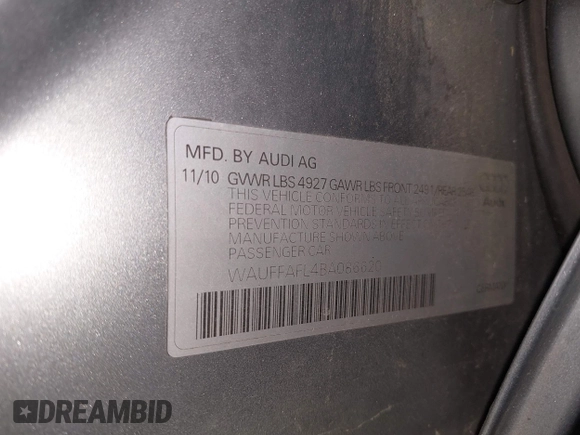 2011 Audi A4 Premium Plus с VIN WAUFFAFL4BA086620, выставлен на аукционе IAAI как лот 42264954 с пробегом 145 400 миль миль и . История ставок и продаж доступна на DreamBid. Изображение 9.