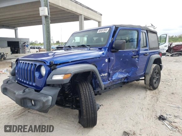 2018 Jeep Wrangler Unlimited Sport S with VIN 1C4HJXDNXJW289319, listed as a Copart auction lot 80461844 with 76,963 mi miles and Salvage title. Bid and sale history available at DreamBid. Image 1.